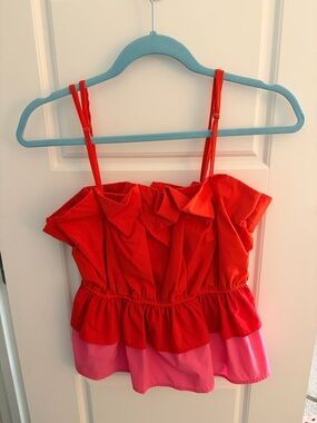 TCEC Red and Pink Ruffle Tiered Tank